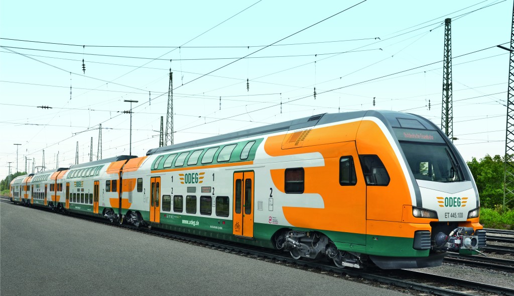 <p>Utasokat még nem szállít: az ODEG vasúttársaság ET 445.100 pályaszámú Kiss-motorvonata<br>(fotó: ODEG – Ostdeutsche Eisenbahn GmbH)</p>