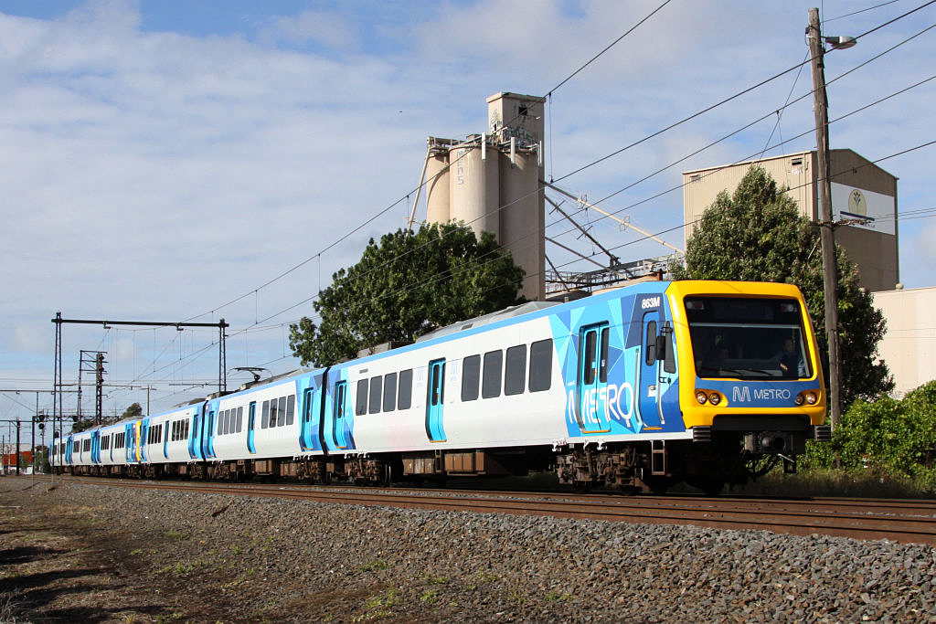 Első generációs Alstom X'Trapolis 100 Melbourne-ben<br>(forrás: wikipedia)