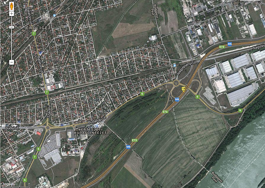 Látják azt a furcsa, fektetett S alakú utcát a Nagytétényi út folytatásában? A soha meg nem valósuló érdi helyiérdekű nyomvonala lett volna<br>A képre kattintva galéria nyílik<br>(forrás: Google Maps)