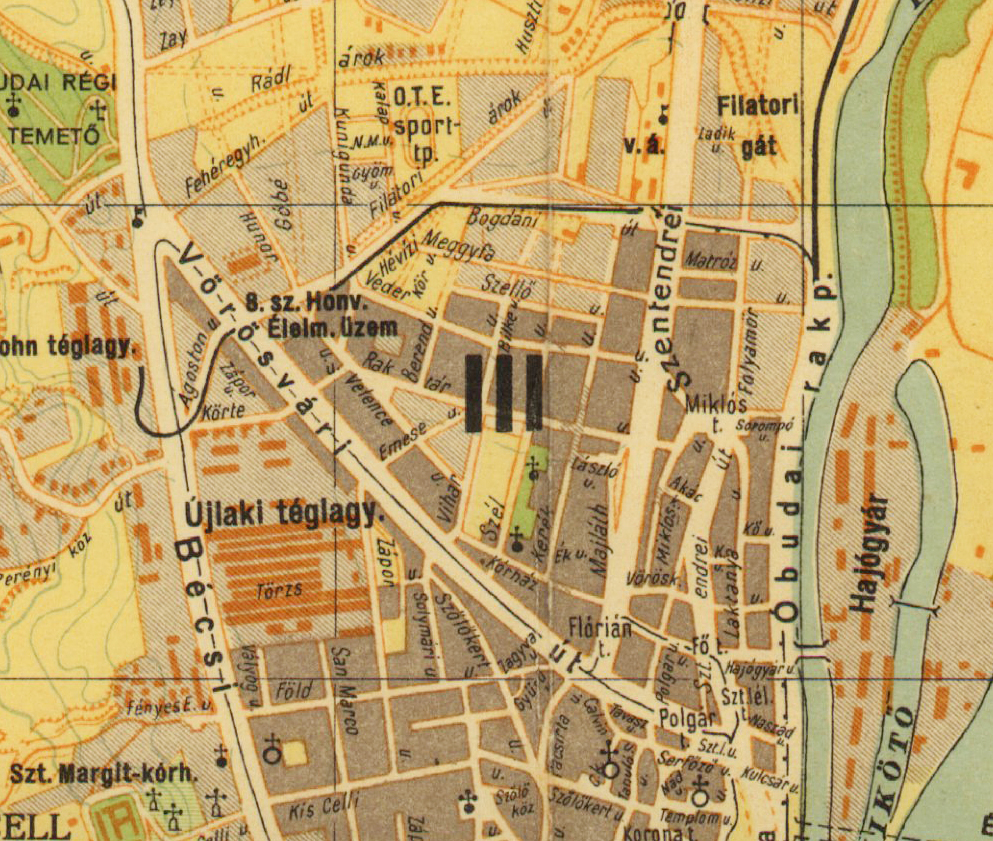 Az óbudai vágányhálózat térképe 1943-ból<br>A képre kattintva galéria nyílik