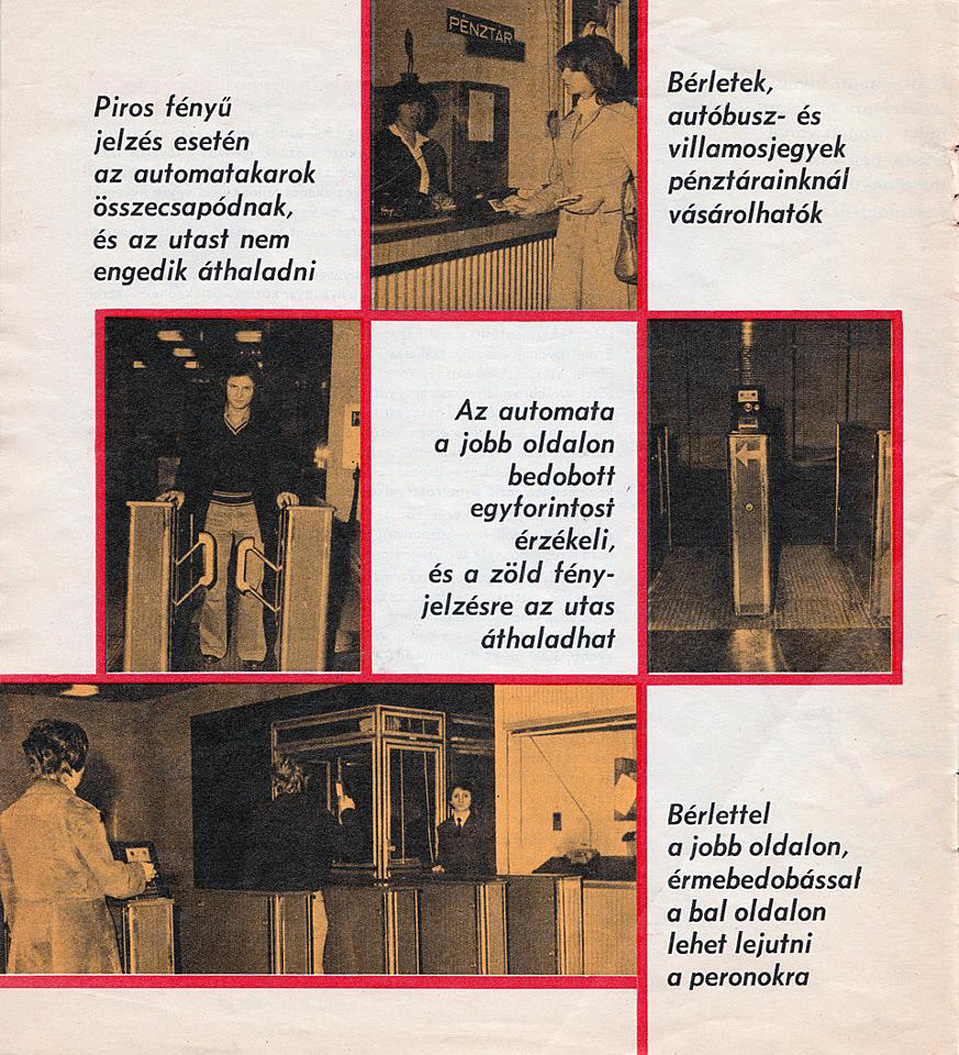Használati utasítás a pénzbedobós beléptetőhöz a 3-as metró elindulására kiadott brosúrából