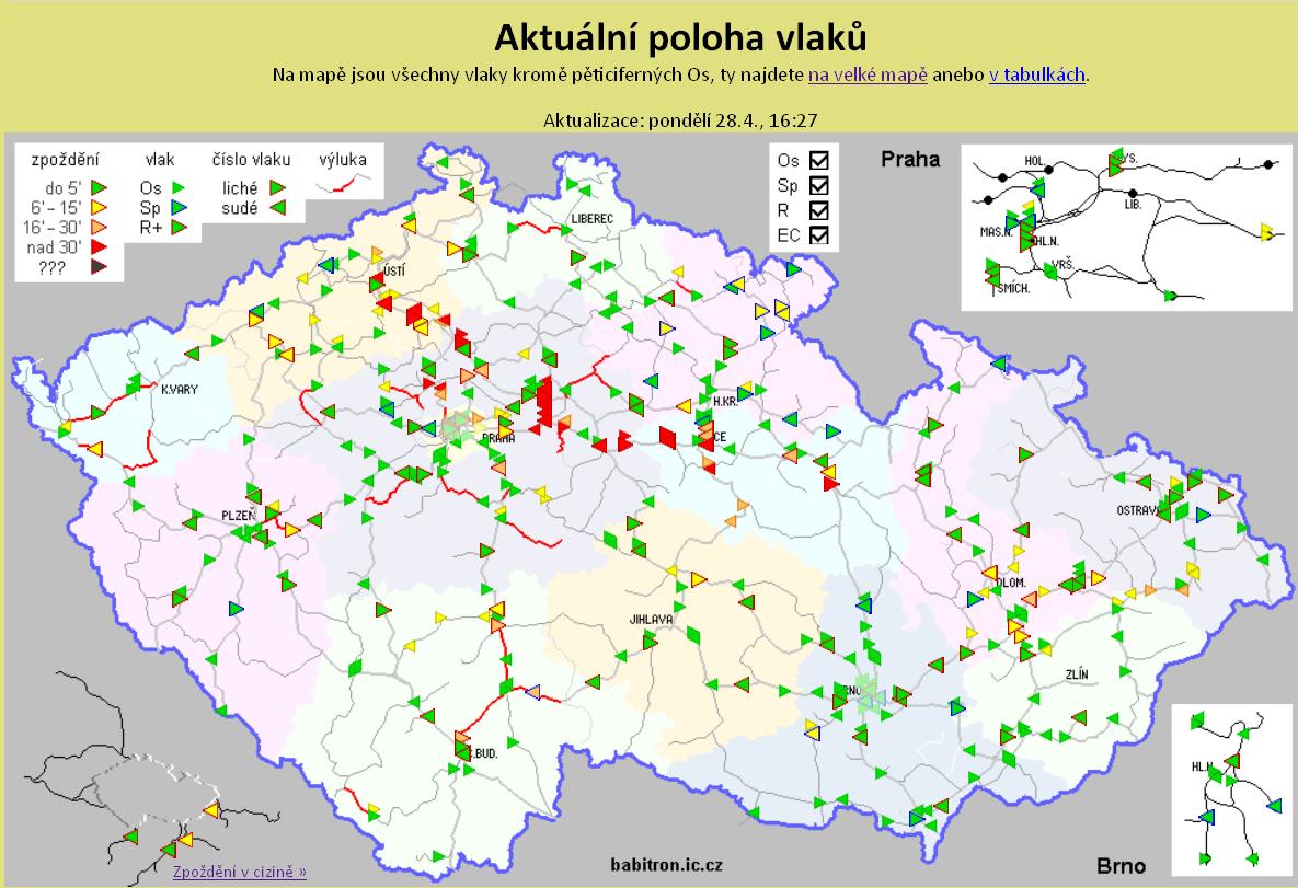 A cseh vonatinfó térképe szépen piroslik...