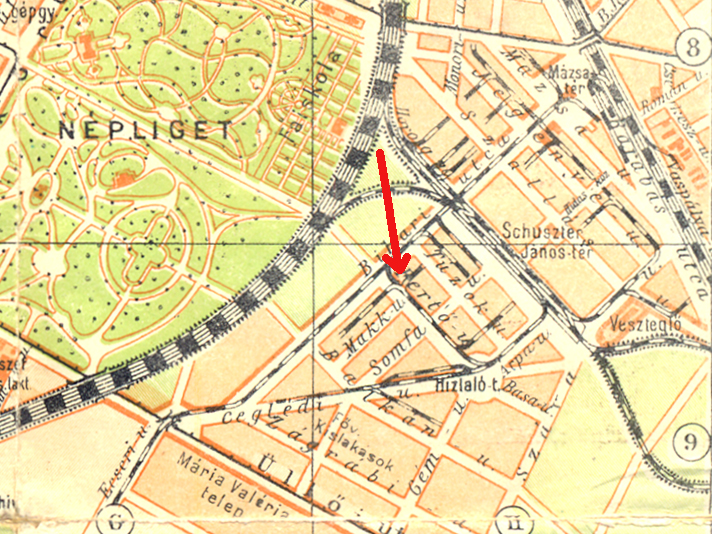 Egy 1925-ös térképen a „lelet” helye