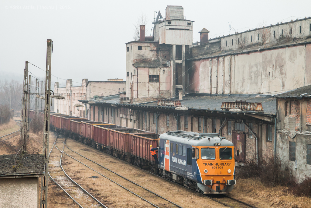 A Train Hungary Sulzere tolat az omladozó épületek között Felsőgallán<br>A képre kattintva galéria nyílik<br>(fotók: Vörös Attila)