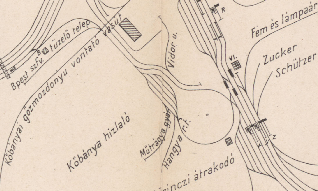 A kőbányai vágányhálózat egy XX. század eleji térképen