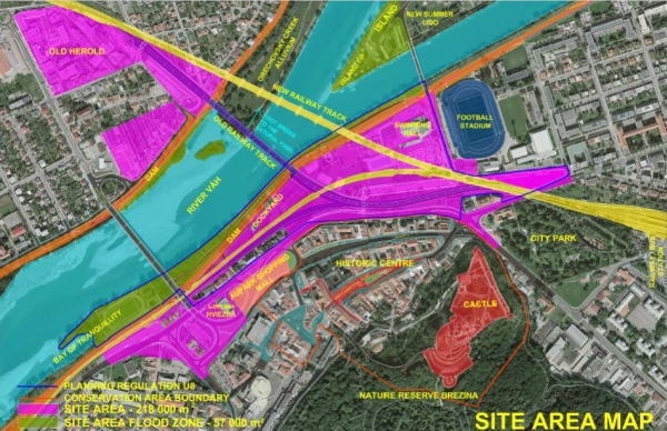 Részlet a városépítészeti tervpályázati kiírásból, a régi és az új híddal (forrás: epiteszforum.hu)