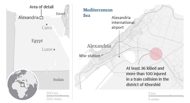 A The Guardian térképe a baleset helyét ábrázolja, az áldozatok száma azóta sajnos már emelkedett