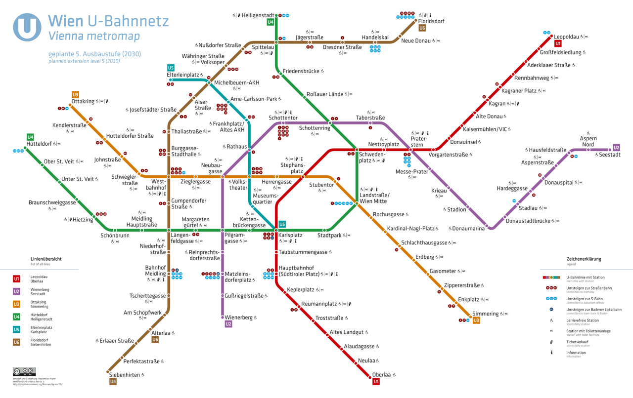 Bécs tervezett metróhálózata 2030-ra (forrás: Wikipedia)