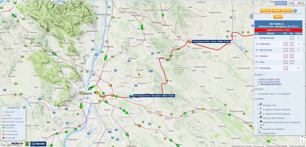 A baleset miatt délután egy óra körül tíz-negyven perces késések jellemezték a Hatvan-Budapest vonalszakasz közlekedését