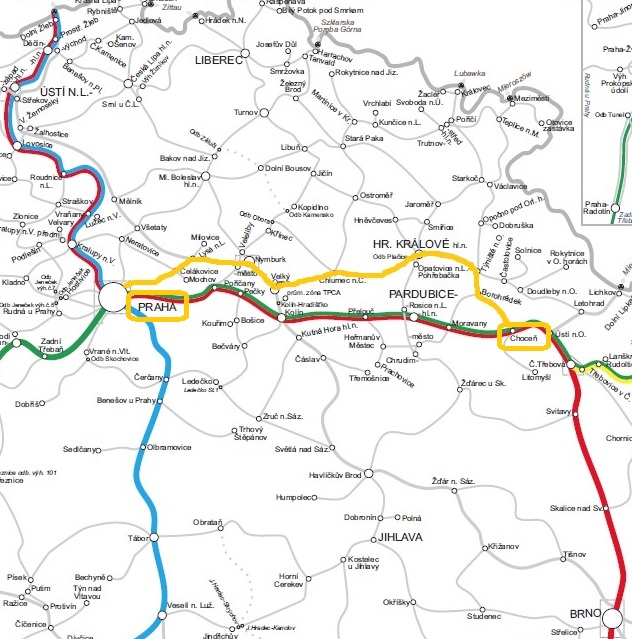 A sárgával jelölt vasútvonalról van szó – a piros és zöld jelzésűek a már meglévő korridorok