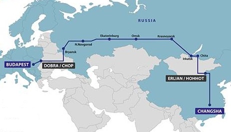 A Budapestről induló konténerek Ukrajnán és Oroszországon áthaladva lépnek be Kínába (forrás: FELB)