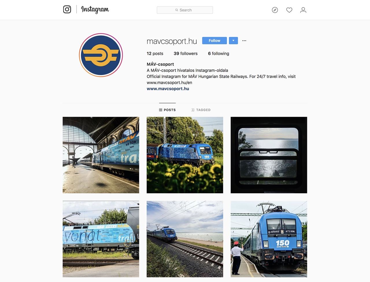 Már az Instagram közösségi felületen is elérhető a MÁV-csoport