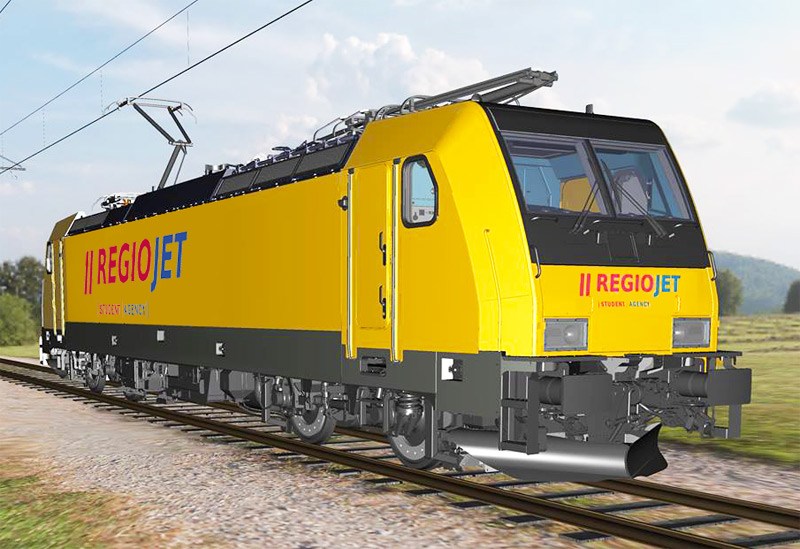 Első körben nyolc Traxxot vesz a RegioJet a Bombardier-től. Ha a piaci helyzet úgy hozza, még húsz mozdonyt hívhatnak le (látványterv: RegioJet)