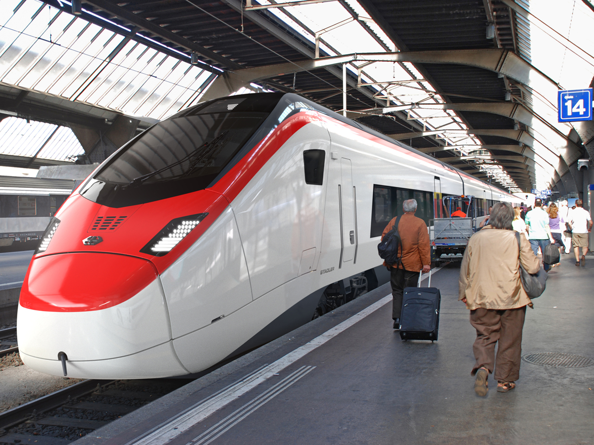 A motorvonatokat a német–svájci–olasz-tengelyen, nemzetközi eurocitykként fogja használni 2019 végétől az SBB (látványterv: Stadler)