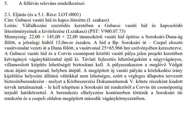 A felhívás releváns rendelkezései