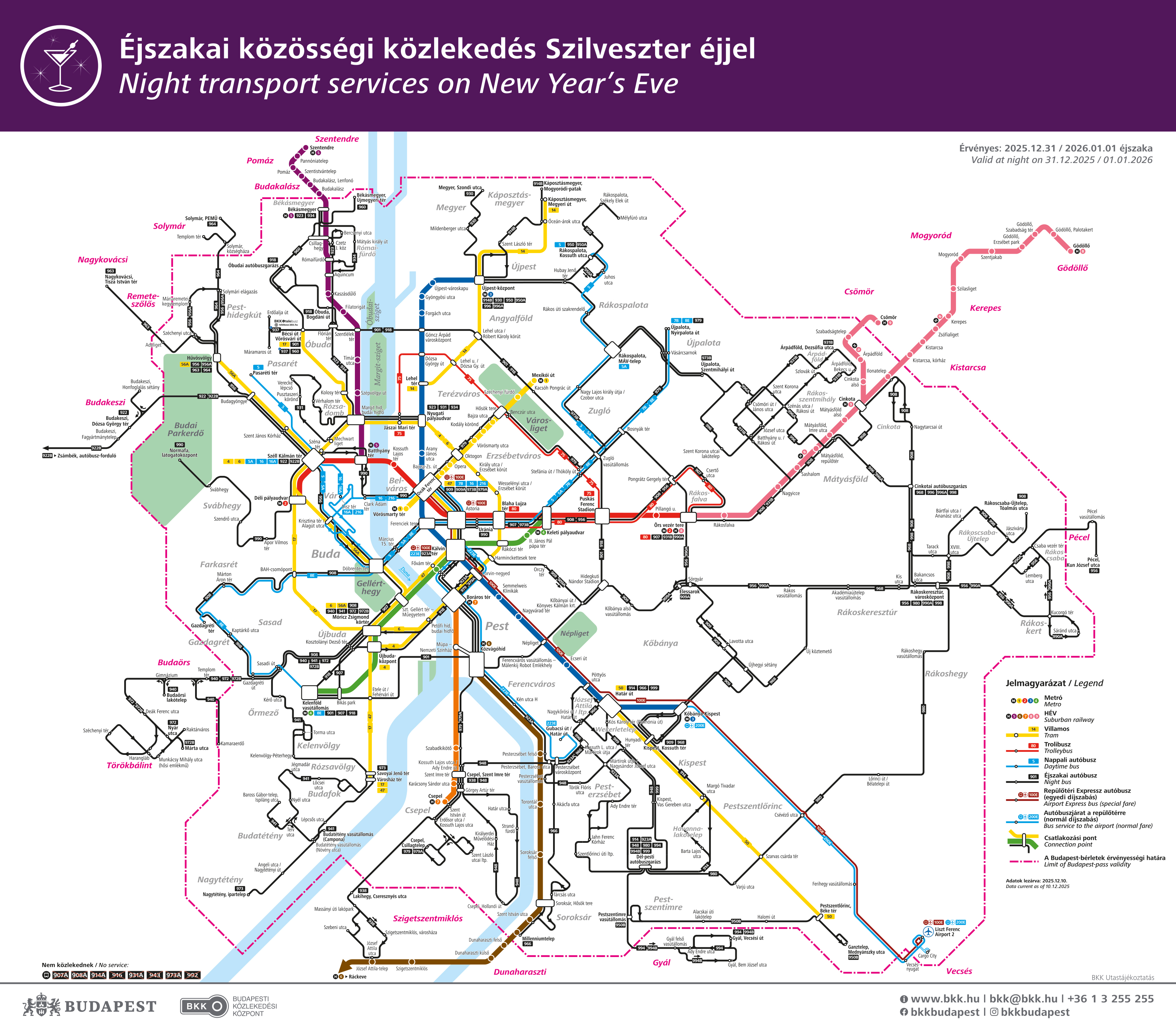 Ezekkel a járatokkal közlekedhetnek szilveszter éjjelén (kép forrása: BKK)
