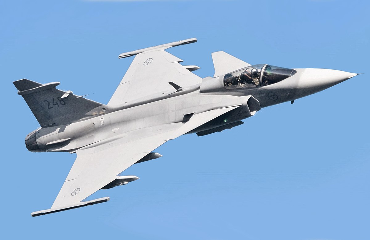 Saab JAS 39 Gripen a kaivopuistói légiparádén, 2017 júniusában