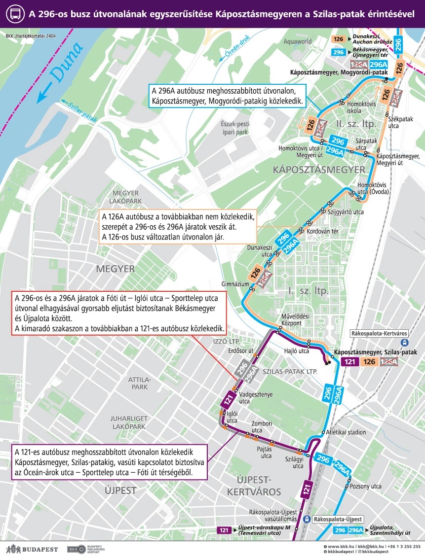 A 296-os busz útvonala