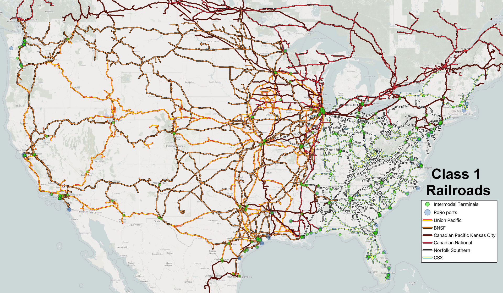 Az USA-ban nagyjából 220 ezer kilométernyi vasúti pálya található (kép forrása: Wikipedia)