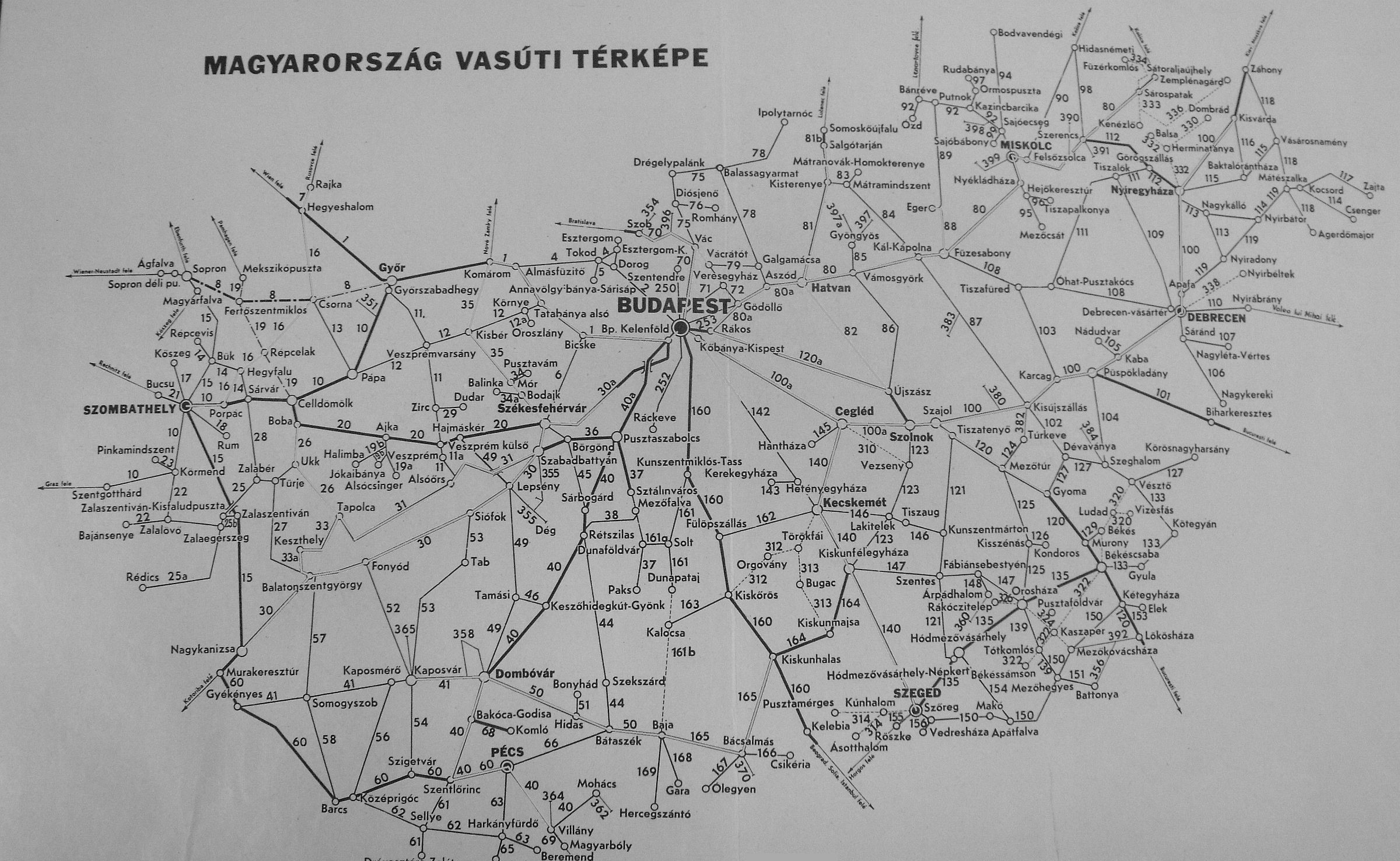 Magyarország vasúti térképe 1956-ból