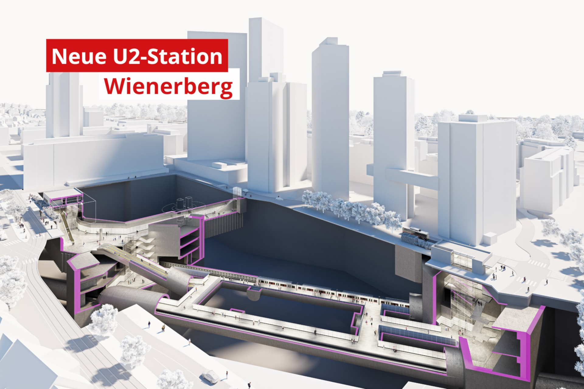 Az U2-es metró két új állomásának látványterve (illusztrációk: Architekt Moßburger/OLN-Office Le Nomade)