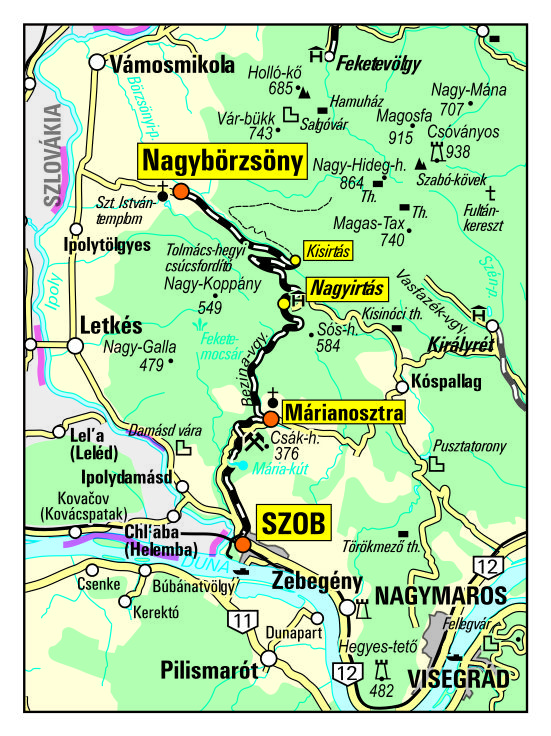 A Nagybörzsöny–Kisirtás–Nagyirtás–Szob kisvasút térképe