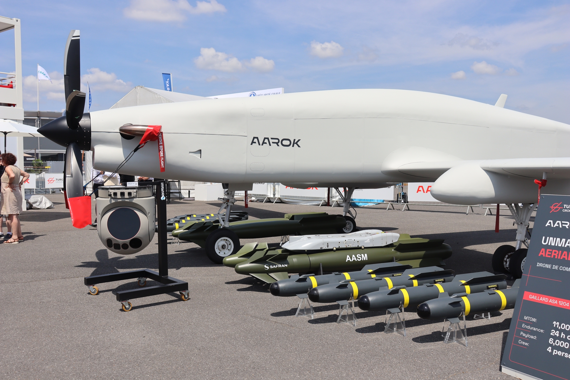 Az AAROK harci tevékenységre és megfigyelésre egyaránt használható drónt a francia Turgis & Gaillard cég fejlesztette ki, a légijármű maximális felszállótömege 5500 kilogramm, hajtóművének teljesítménye 1200 LE, kezeléséhez négy fő szükséges