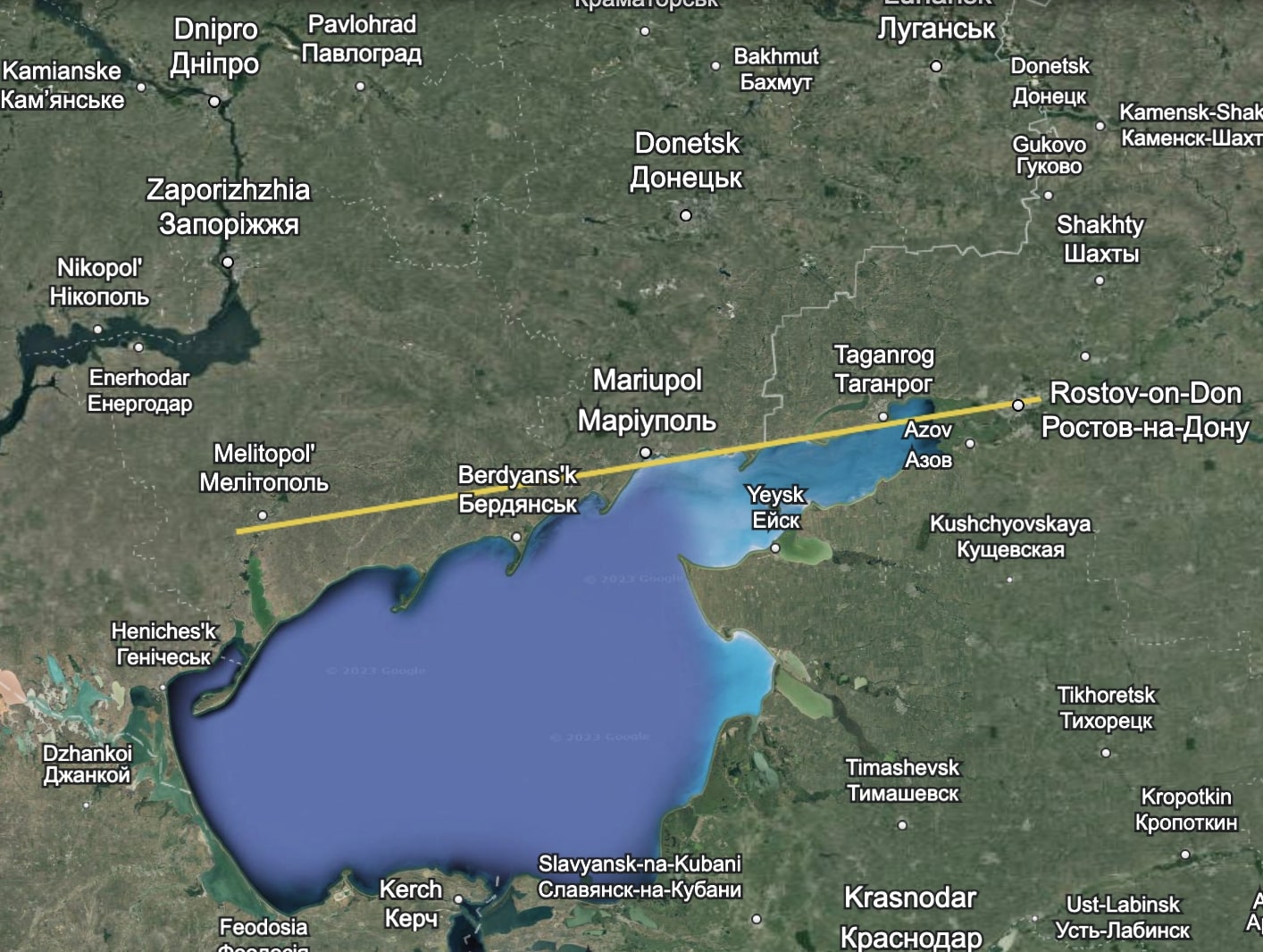 Az új pálya Mariupol és Bergyanszk kikötővárosait is érinteni fogja (kép forrása: railfreight.com)
