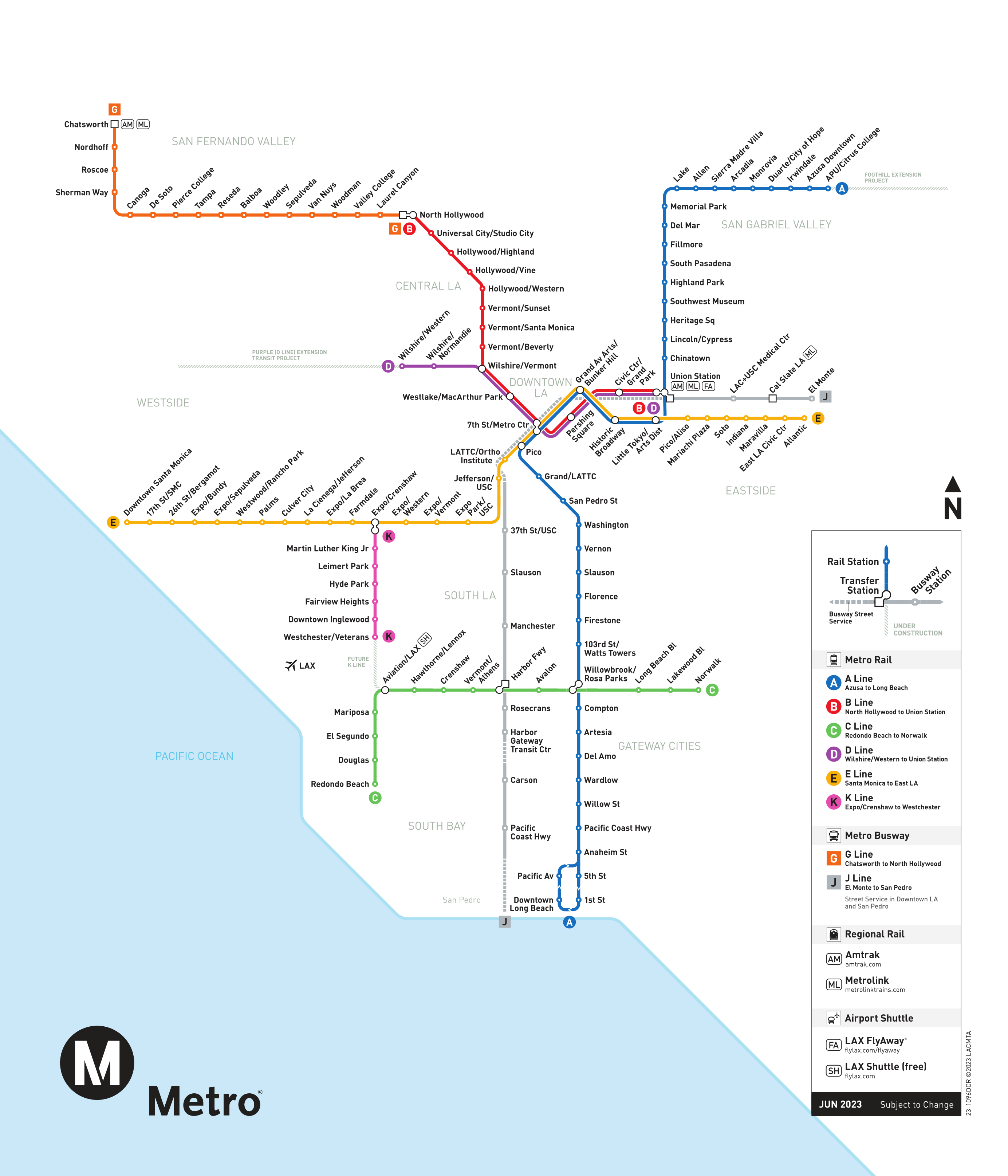 A Los Angeles-i metróhálózat (kép forrása: Wikipedia)