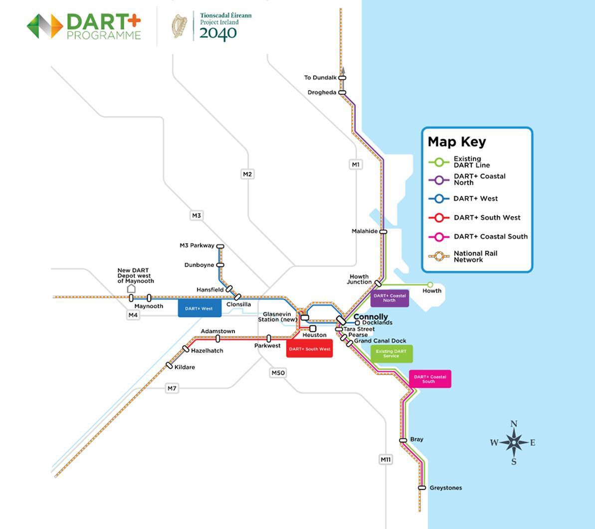 A DART+ program az új, részben akkumulátoros üzemű motorvonatok beszerzésén felül további szakaszok villamosítását, ezzel a DART-szolgáltatás kiterjesztését célozza
