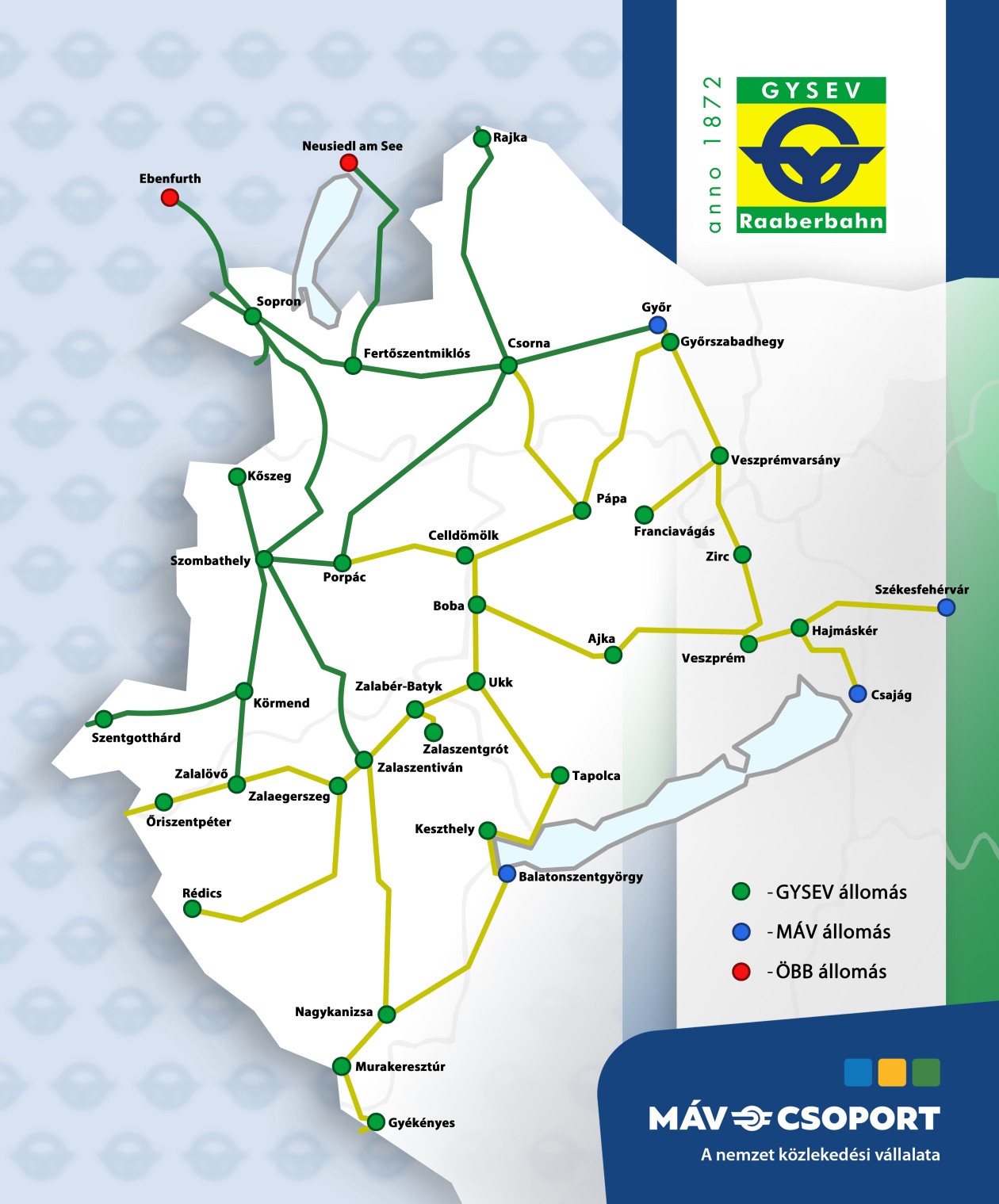 A GYSEV szolgáltatási területe a teljes átvételt követően (kép forrása: MÁV-csoport)