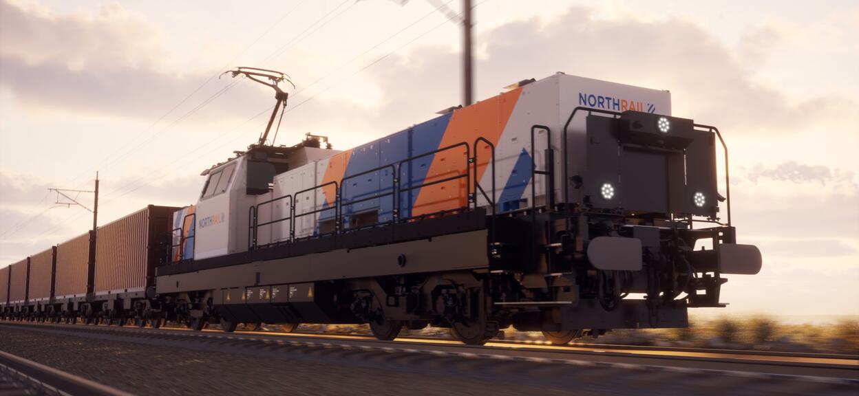 A Northrailnek építendő Traxx Shunter tolatómozdonyok látványterve (kép forrása: Alstom SA)