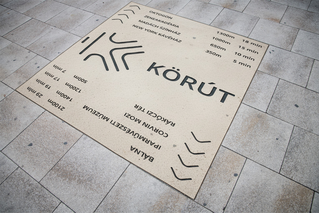 Útbaigazító burkolati jelzések