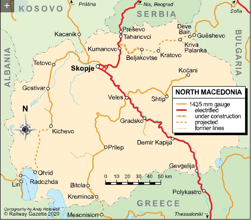 Az új vonal cirka kétszáz kilométerrel rövidíti majd le az utat a Fekete-tengeri kikötők és Törökország felé (térkép forrása: Railway Gazette)